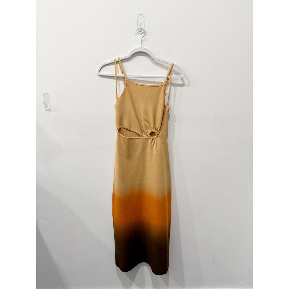NWT Sandro Ombre Tie Dye Cut-Out Midi Sundress Bruns Women's Size 36 FR / 4 US - Picture 2 of 6